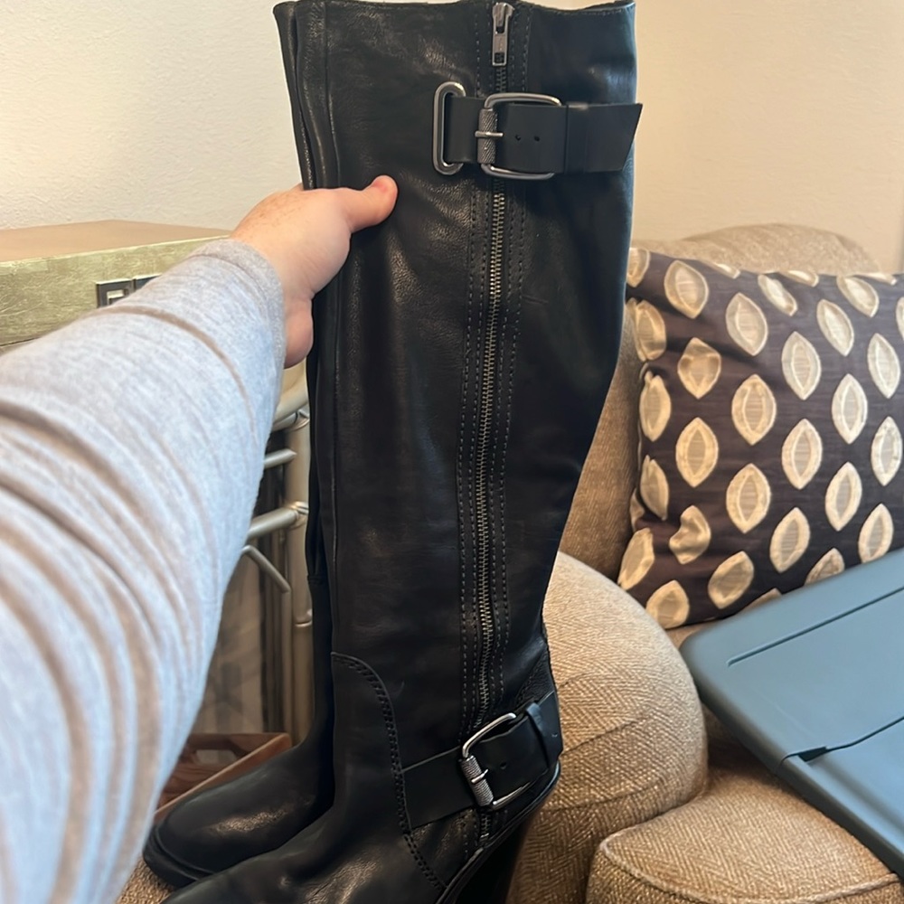 Black Double Buckle Zip Up Boots